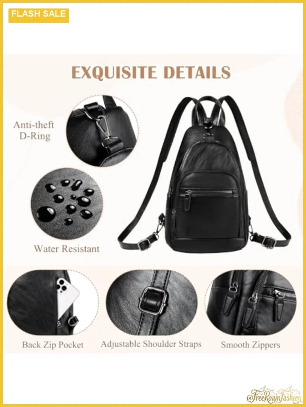 Women's Convertible Sling Backpack Purse Anti Theft Faux Leather Daypack